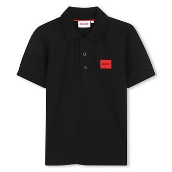 Boys Mini Me Black Logo Polo Shirt