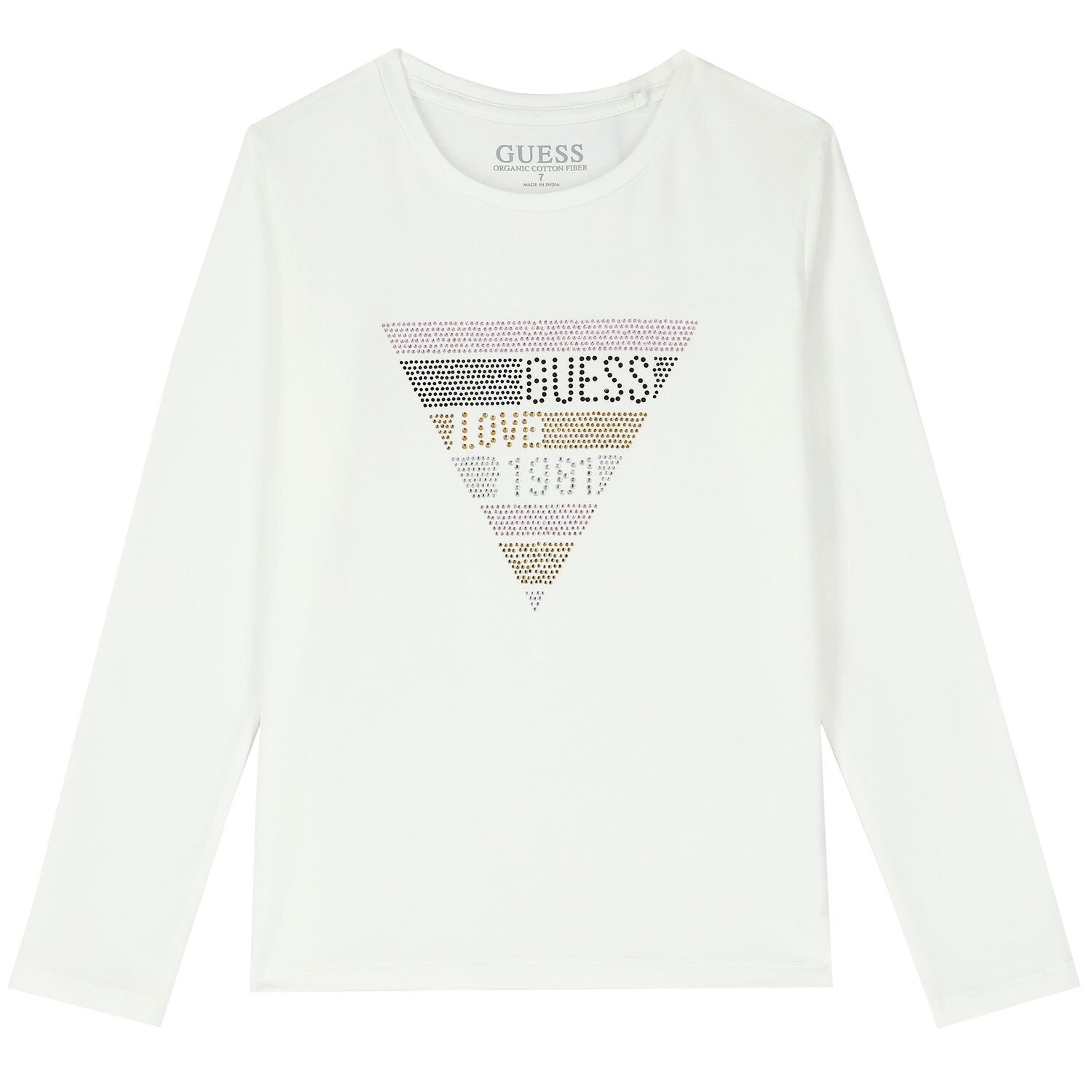 Girls White Embellished Logo Long Sleeve Top, 1, hi-res
