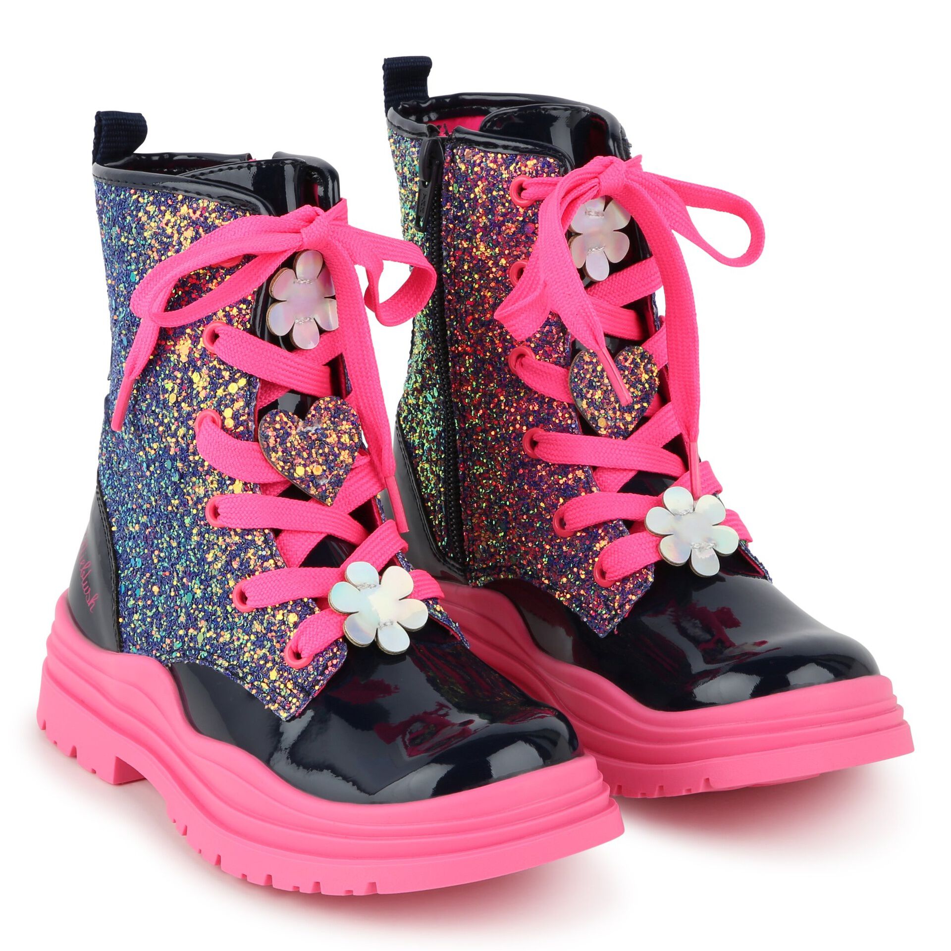 BILLIEBLUSH Girls Navy Blue Pink Glitter Boots Junior Couture UAE