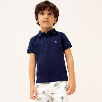 Boys Navy & Ivory Logo Shorts Set