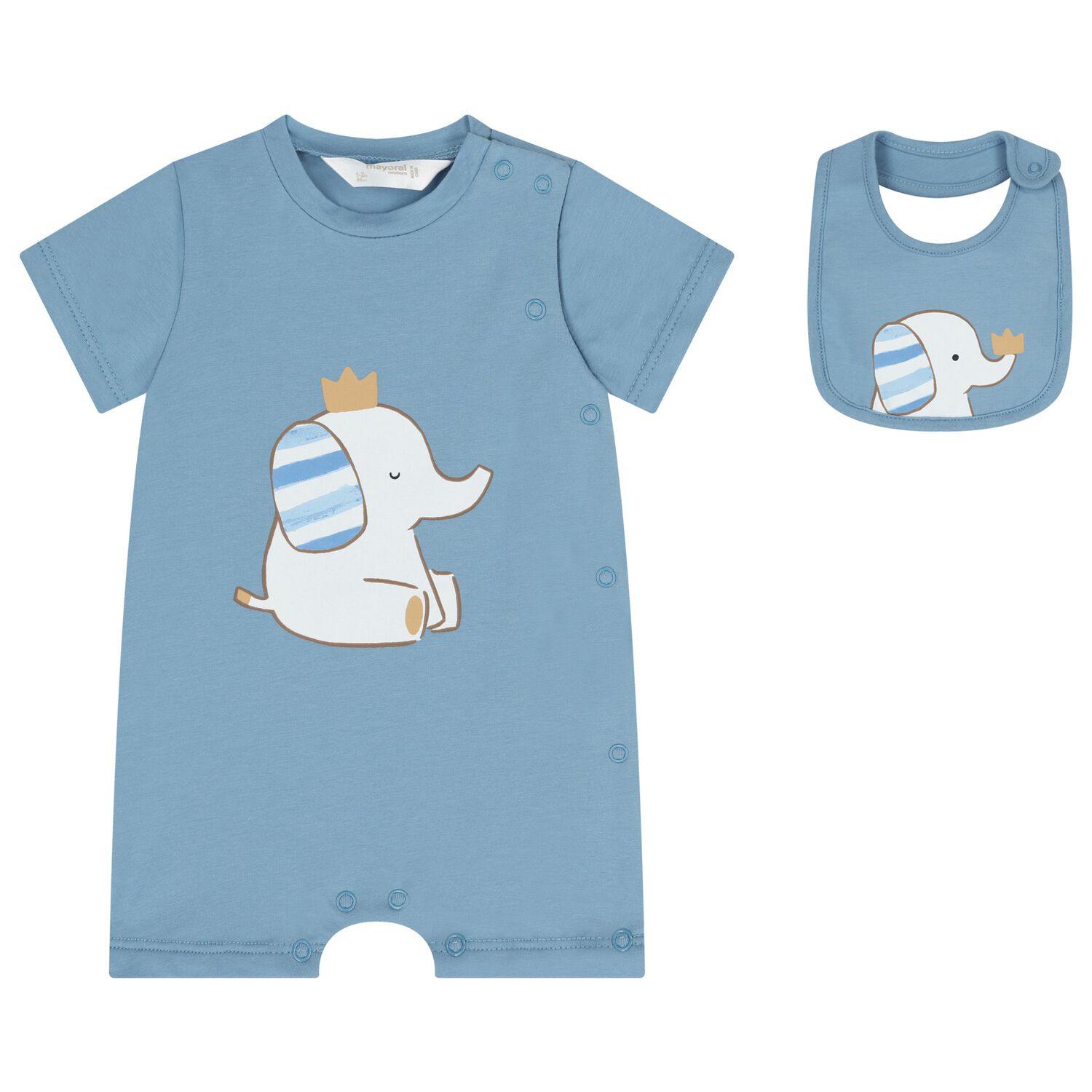Baby Boys Navy Blue Elephant Romper Gift Set, 2, hi-res
