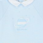 Baby Boys Blue & White Striped Babygrow, 1, hi-res