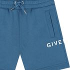 Boys Blue Logo Shorts, 3, hi-res
