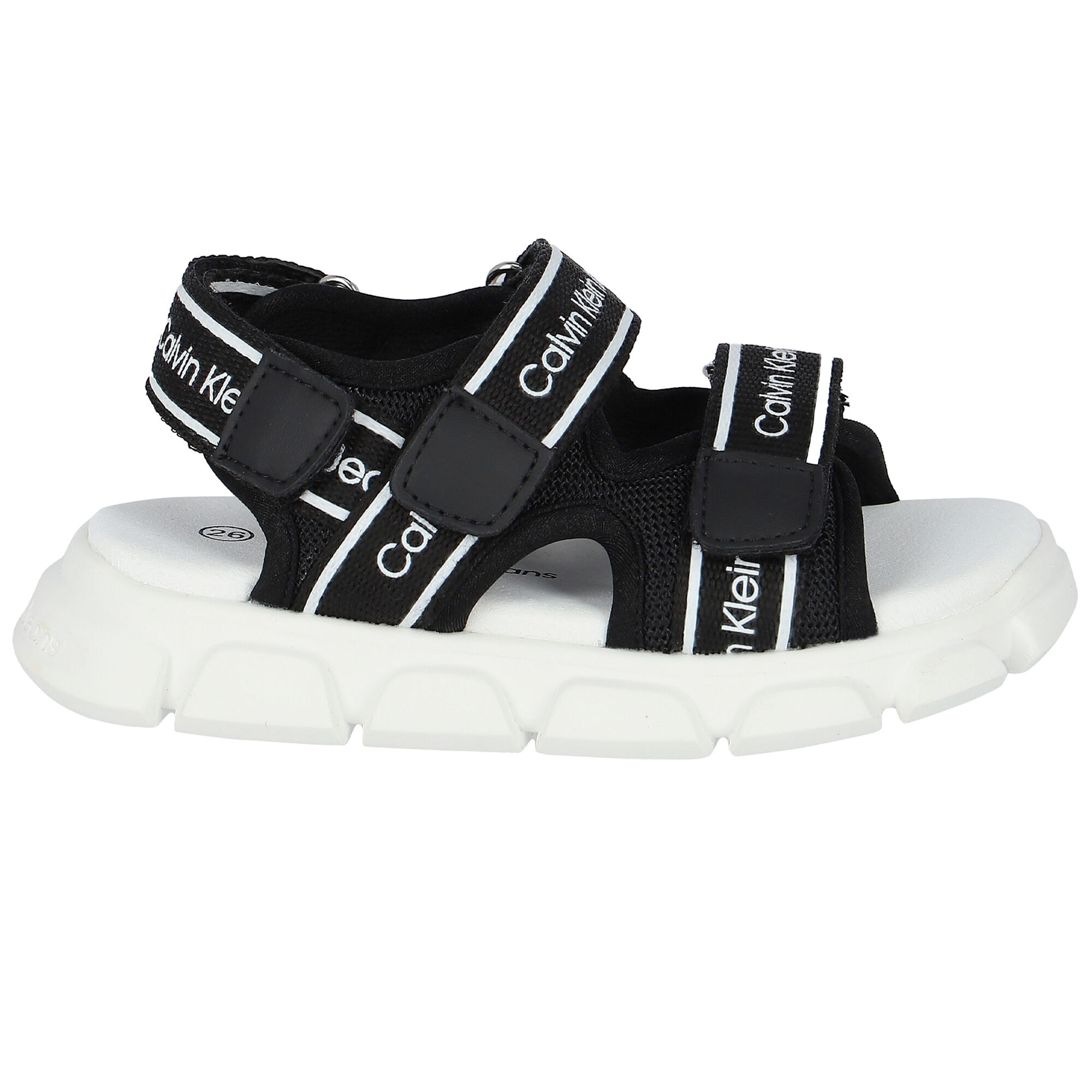 Calvin klein black and white sandals sales