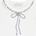 طقم تنورة بطبعة الجواهر للبنات باللون العاجي والوردي والأزرق, 1, hi-res