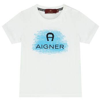 Younger Boys White Logo T-Shirt