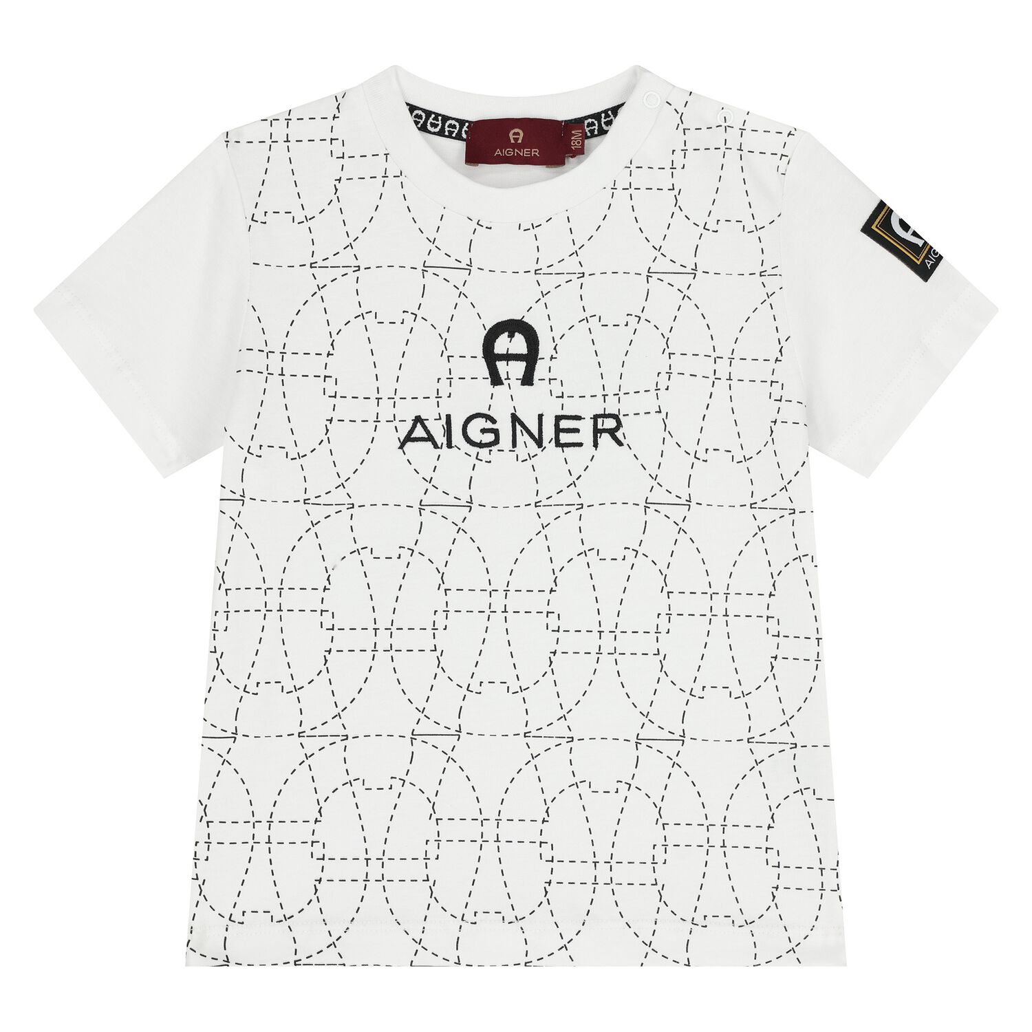 تيشيرت باللون الأبيض بشعار للأولاد , 1, hi-res