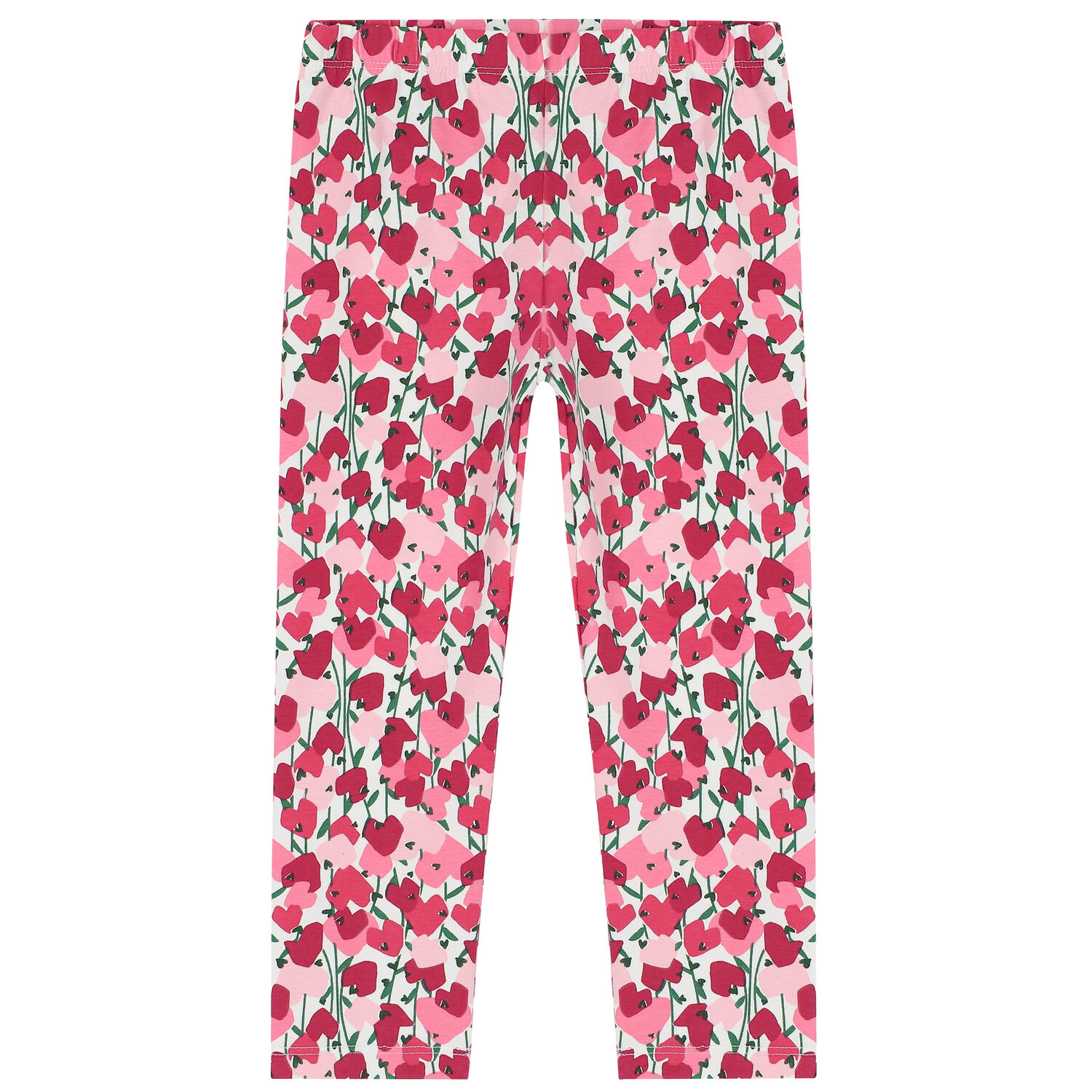 Girls Ivory & Pink Hearts Leggings, 1, hi-res image number null