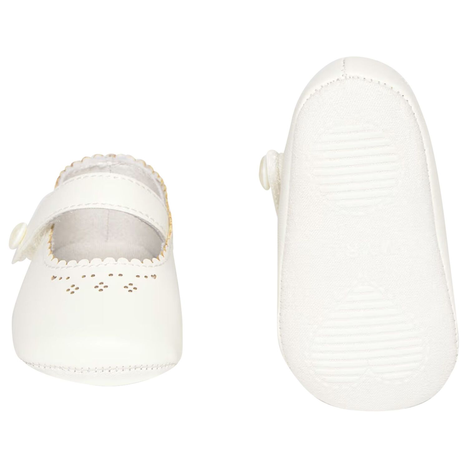 Baby Girls Ivory Leather Pre Walker Shoes, 1, hi-res