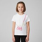Girls White Logo Bag T-Shirt, 1, hi-res