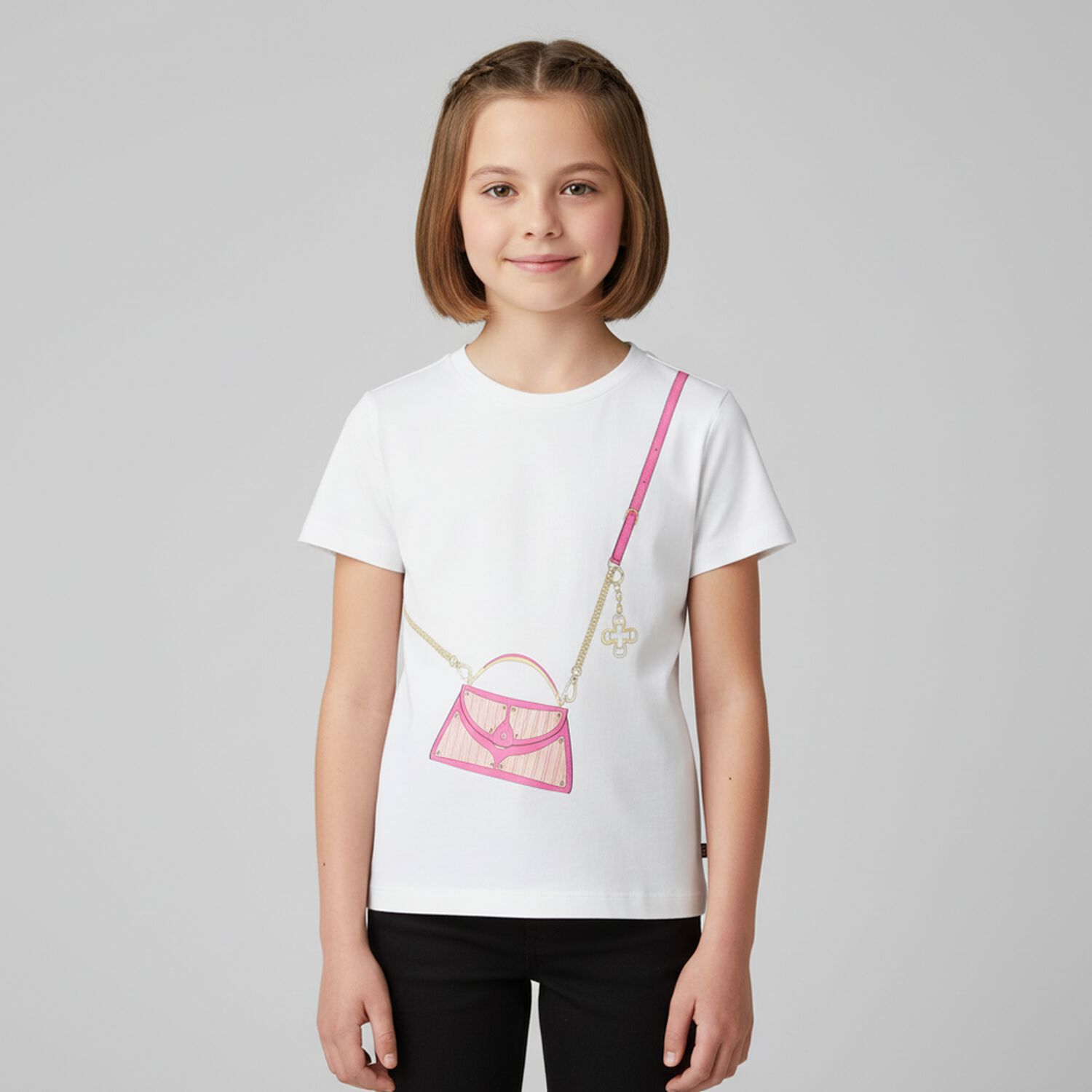 Girls White Logo Bag T-Shirt, 1, hi-res image number null