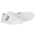 Girls White & Gold Logo Trainers, 1, hi-res