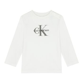 Baby Boys White Logo Long Sleeve Top
