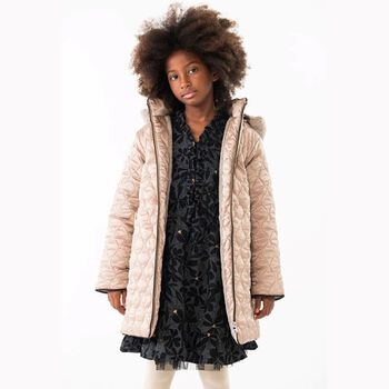 Girls Beige Puffer Coat