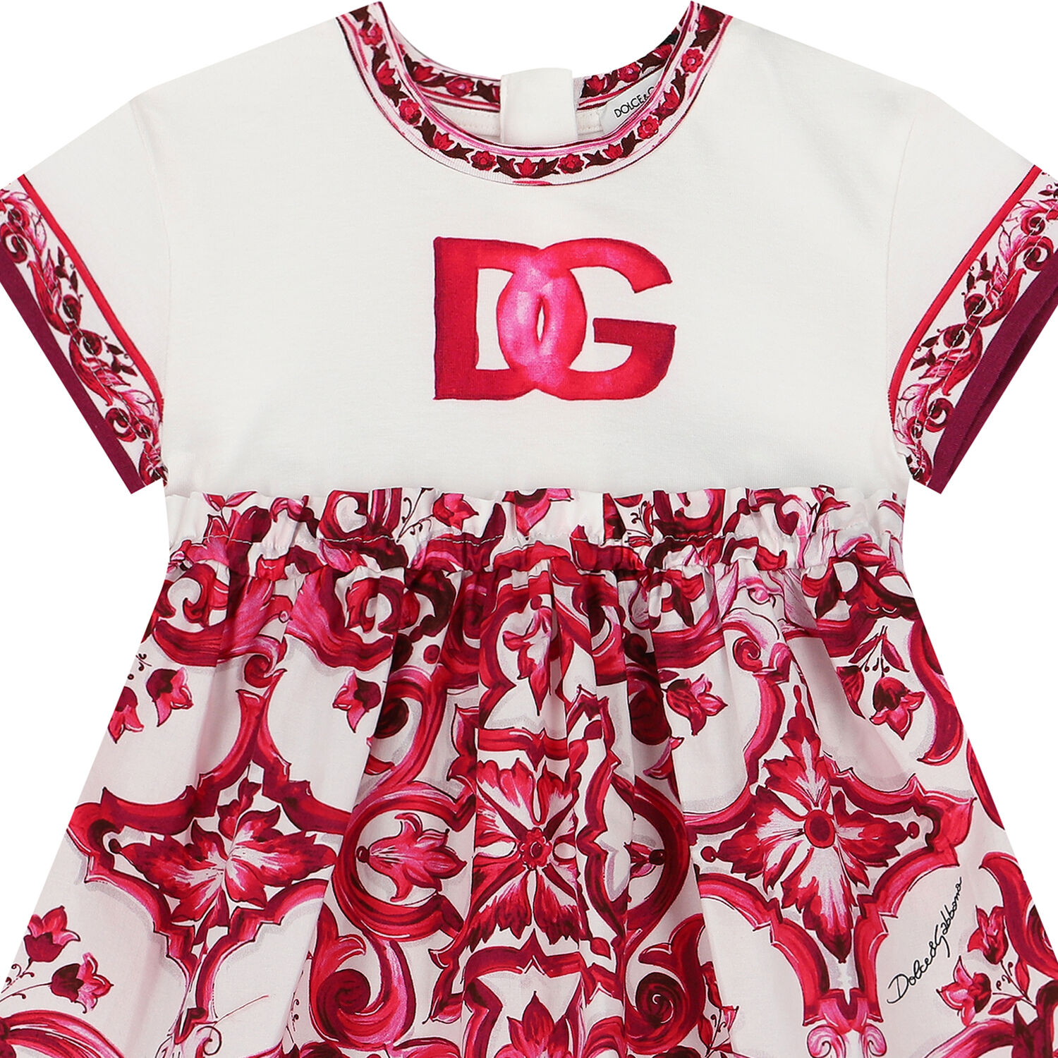 طقم فستان بشعار ماجوليكا باللون العاجي والزهري , 1, hi-res image number null