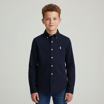 Boys Navy Blue Logo Shirt