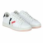 Girls White Leather Logo Trainers, 1, hi-res