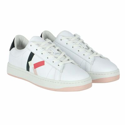 Girls White Leather Logo Trainers