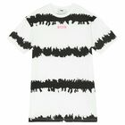 فستان تيشيرت بالشعار باللون الابيض للبنات, 1, hi-res