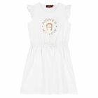 Girls White Logo Dress , 1, hi-res