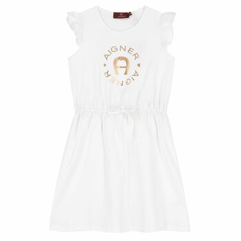 Girls White Logo Dress 