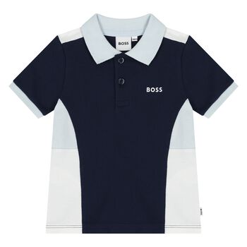 Younger Boys Navy Blue Logo Polo Shirt