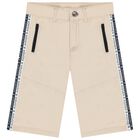 Boys Beige Logo Shorts, 2, hi-res
