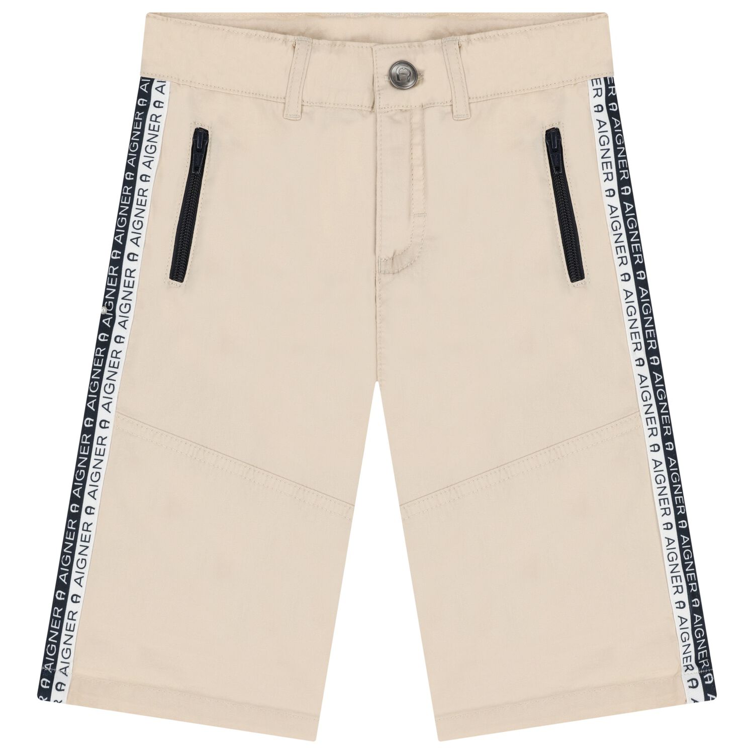 Boys Beige Logo Shorts, 2, hi-res