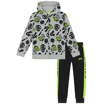 Boys Grey & Black Graphic Tracksuit