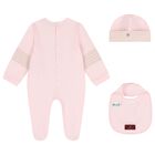 Baby Girls Pink Logo Babygrow Gift Set, 3, hi-res