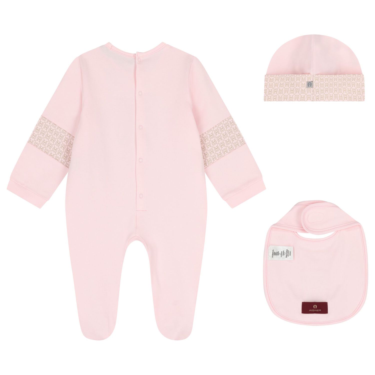 Baby Girls Pink Logo Babygrow Gift Set, 3, hi-res