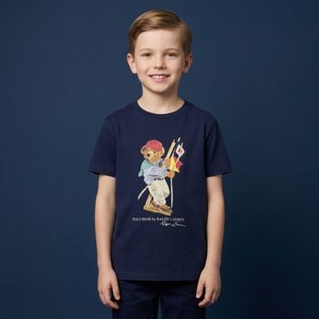 Boys Navy Blue Teddy Bear T-Shirt