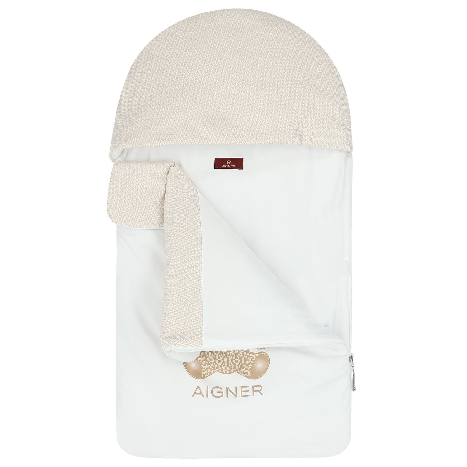 White & Beige Teddy Bear Logo Baby Nest, 1, hi-res image number null