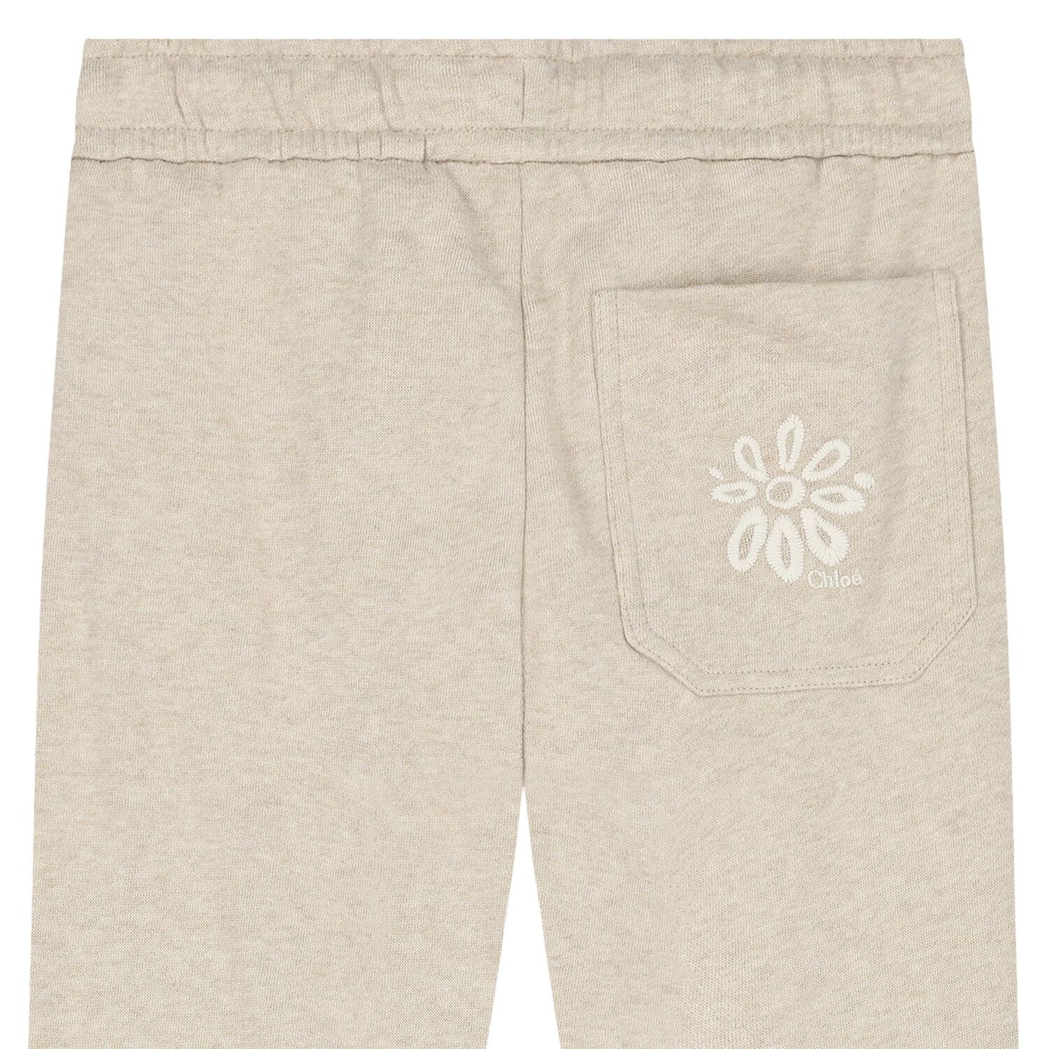 Girls Beige Embroidered Logo Joggers, 1, hi-res image number null
