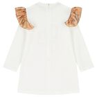 Younger Girls Ivory Teddy Bear Dress, 1, hi-res