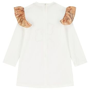 Younger Girls Ivory Teddy Bear Dress