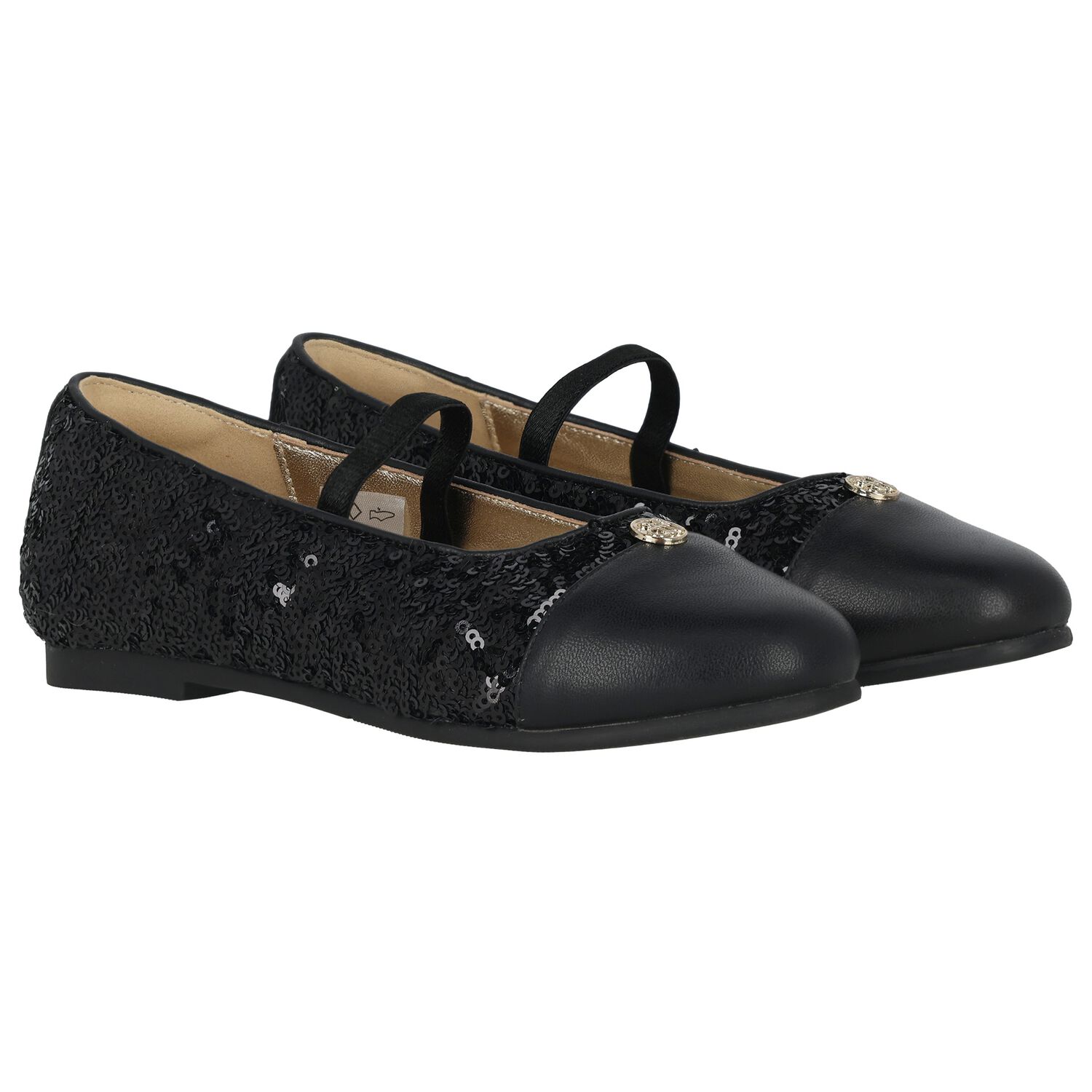 Girls Black Embellished Sequin Shoes, 1, hi-res