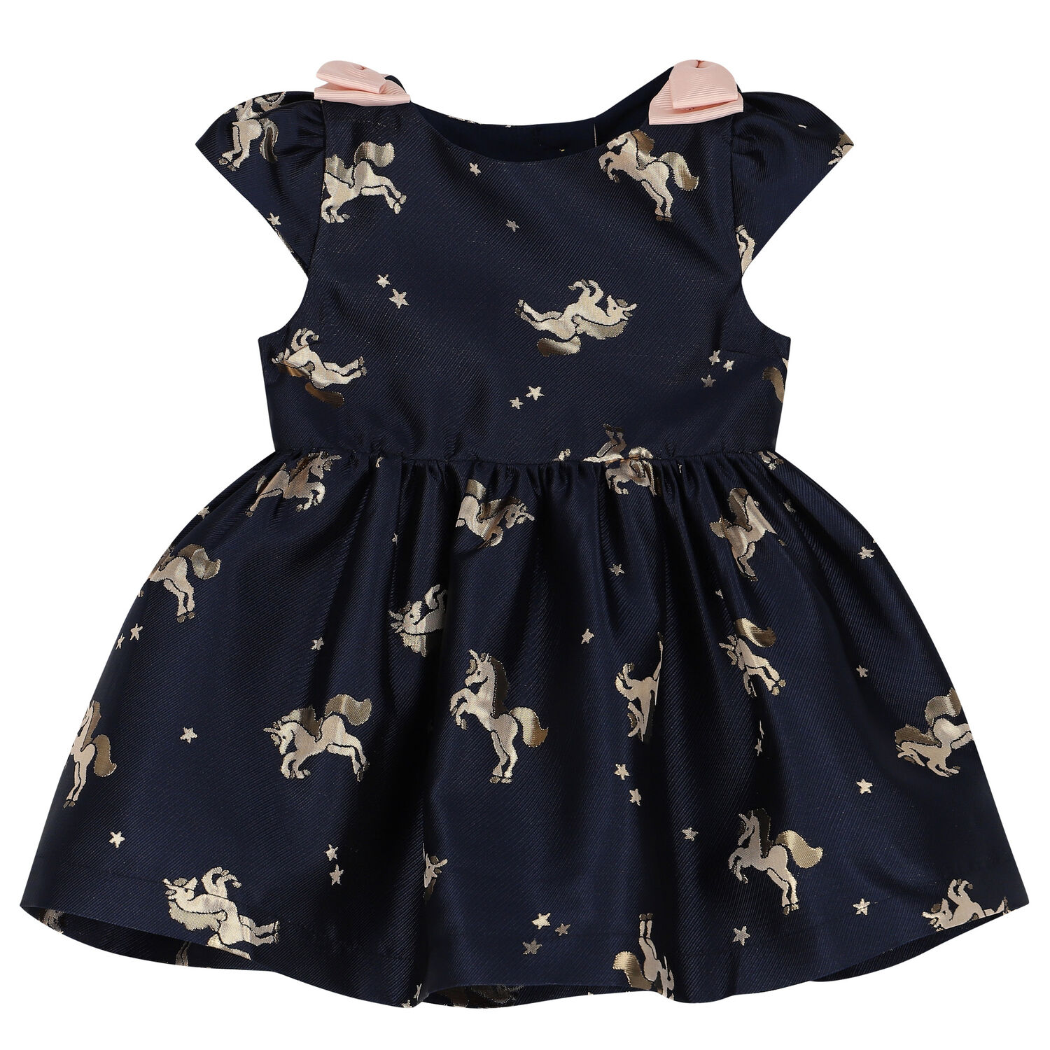  فستان بنات  برسمة وحيد القرن  باللون الكحلي , 2, hi-res