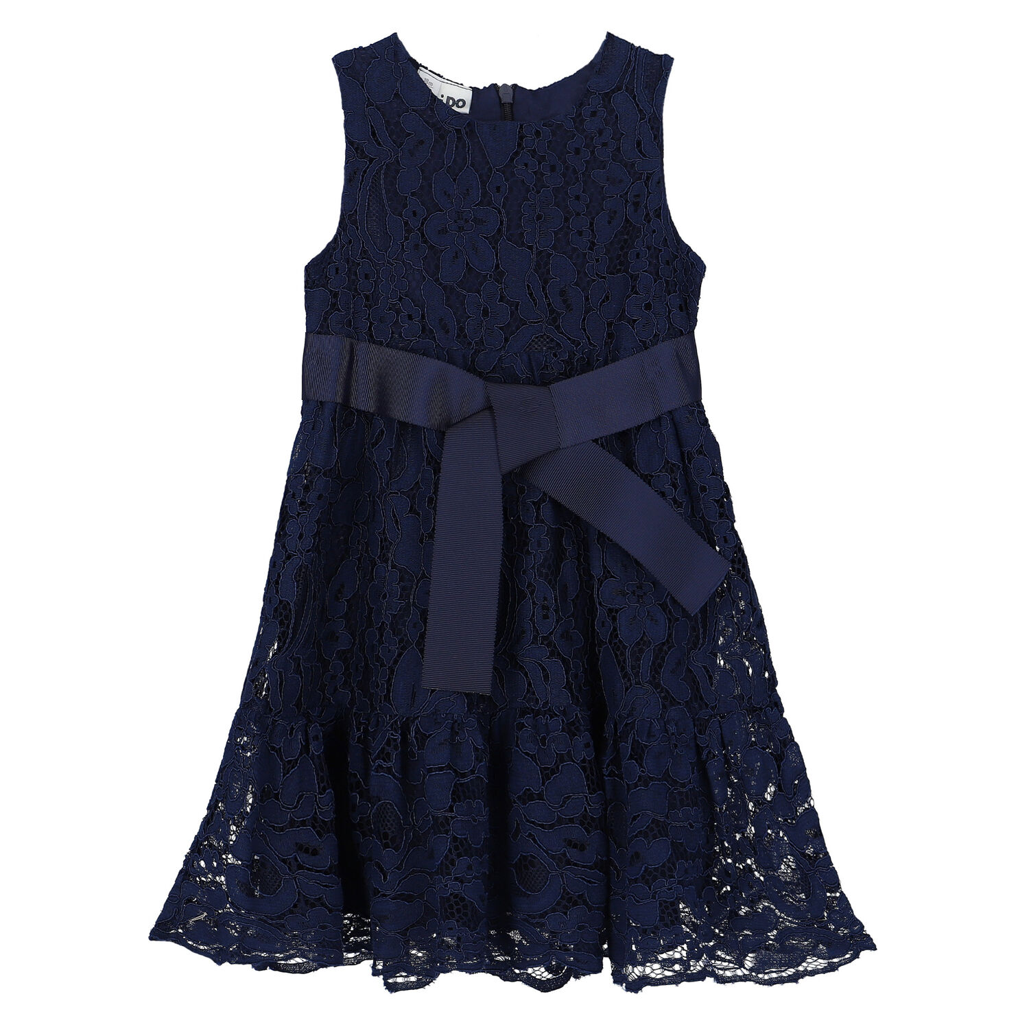 Girls Navy Lace Dress, 1, hi-res