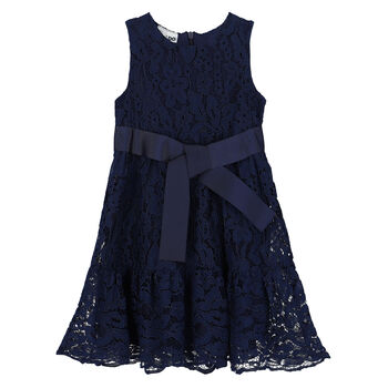 Girls Navy Lace Dress