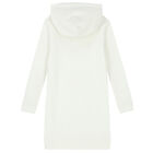 Girls White Logo Hooded Dress, 1, hi-res