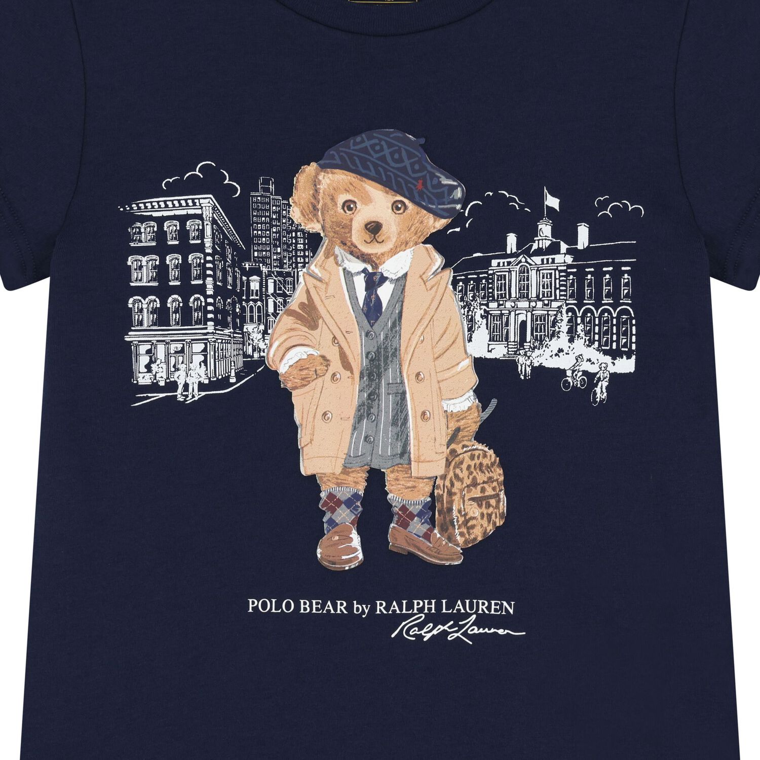 Girls Navy Blue Polo Bear T-Shirt, 1, hi-res