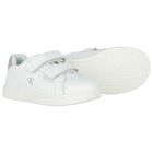 Girls White & Silver Logo Trainers, 1, hi-res