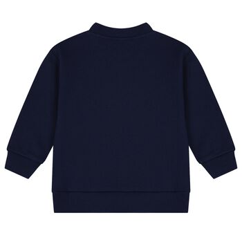 Younger Boys Navy Blue Logo Web Striped Sweatshirt