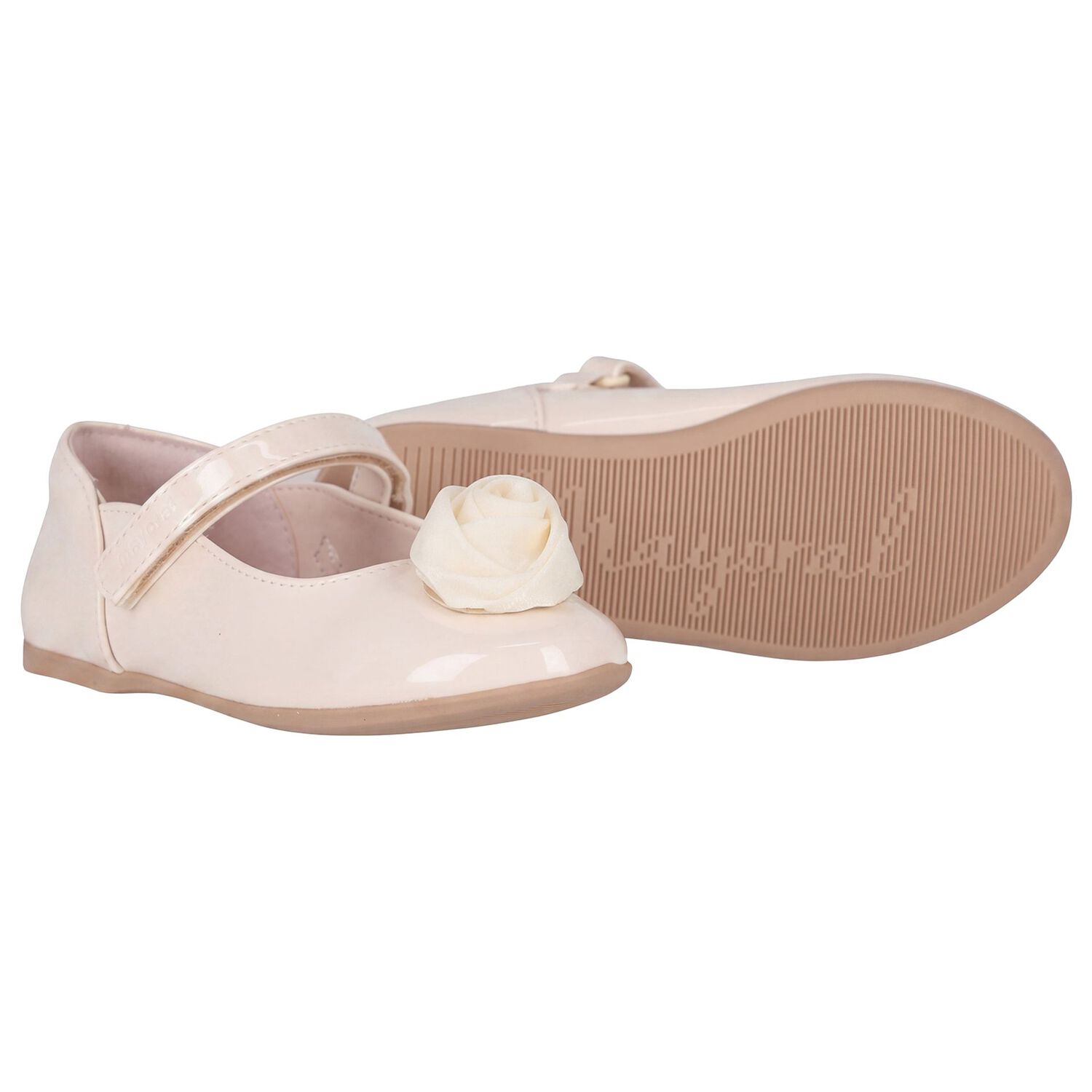 Girls Ivory Flower Shoes , 2, hi-res