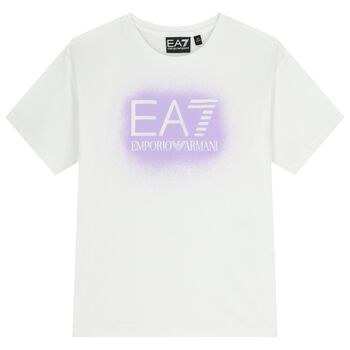 Girls White & Purple Logo T-Shirt