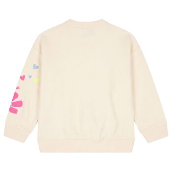 Girls Beige Sequin Rainbow Sweatshirt