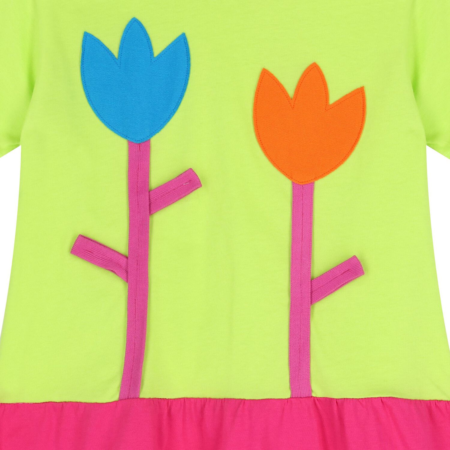 Girls Green & Pink Flower Dress, 1, hi-res