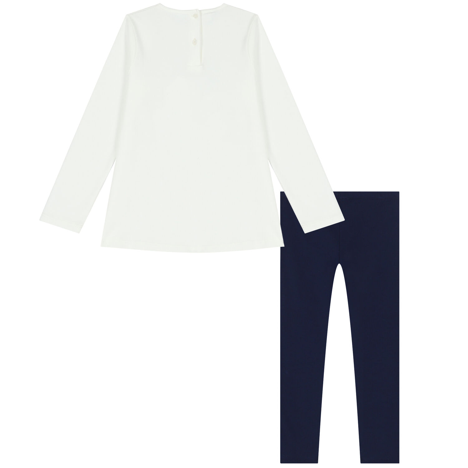 طقم ليغينز مزين بالترتر باللون العاجى والكحلى, 2, hi-res