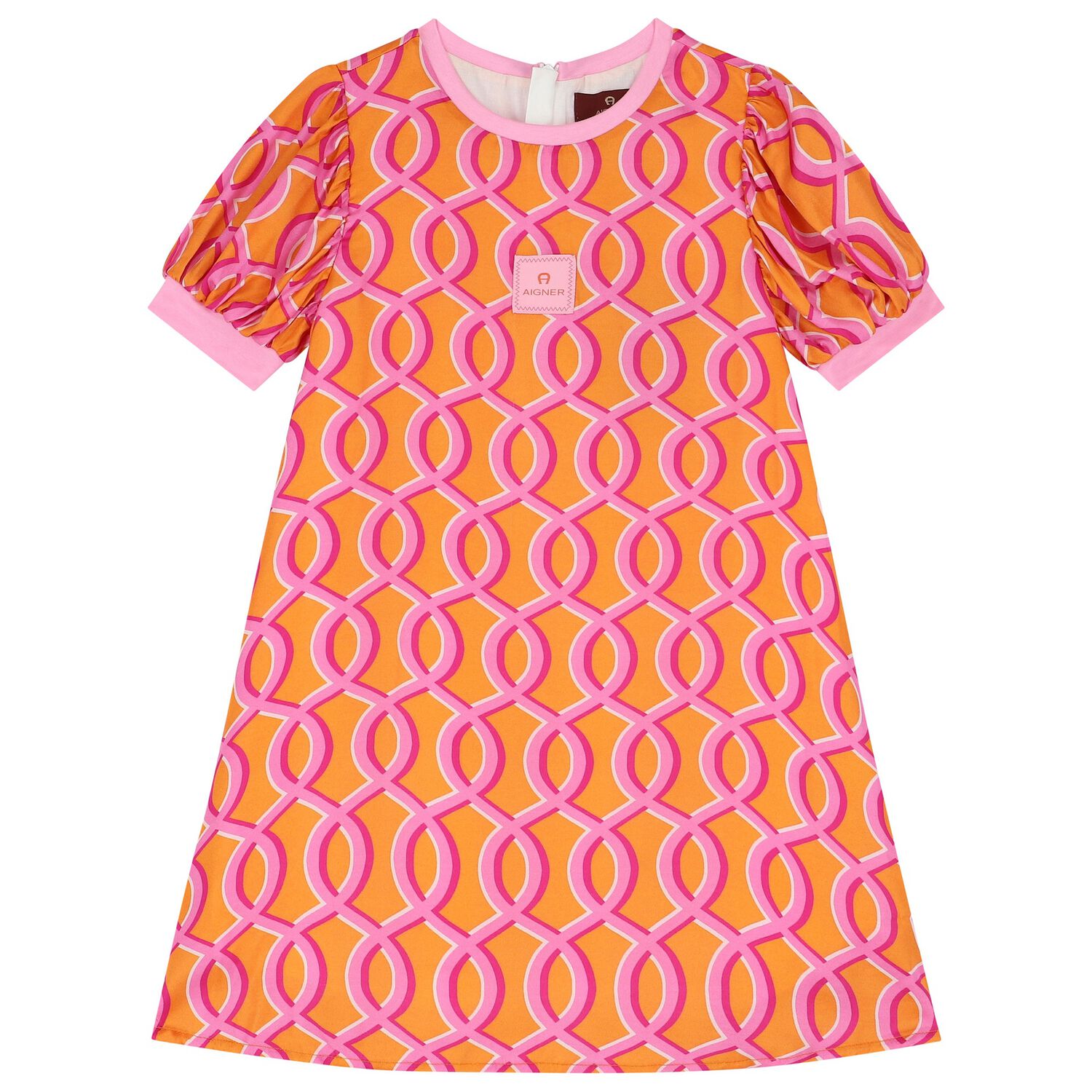 Girls Orange Logo Dress, 1, hi-res